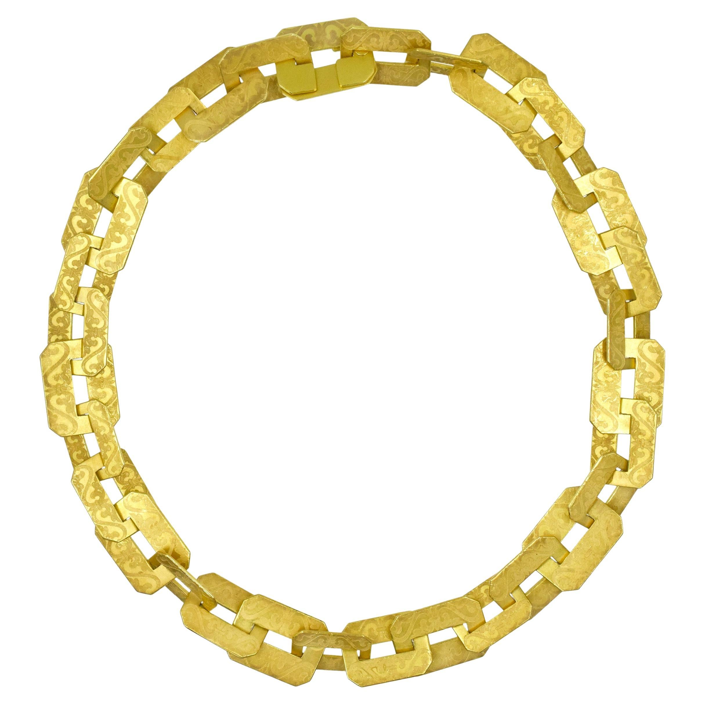Youmna 18k Gelbgold rechteckige Link-Halskette