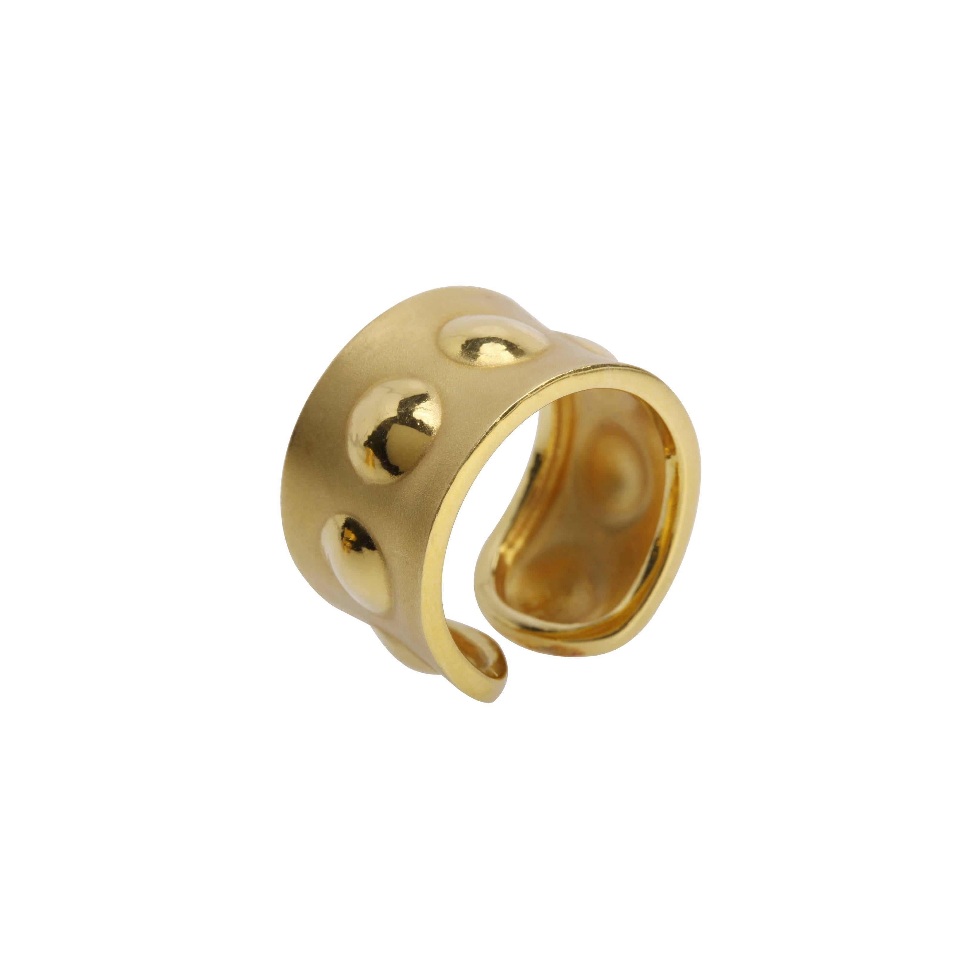 Women's or Men's Youmna Fine Jewellery 18 Karat Yellow Gold Gladiator Bubble Cuff and Ring Set For Sale