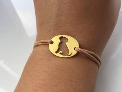 Youmna Fine Jewellery 18 Karat Yellow Gold "Happy Dog" Cord Bracelet