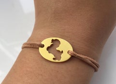 Youmna Fine Jewellery 18 Karat Yellow Gold "Prancing Dog" Cord Bracelet