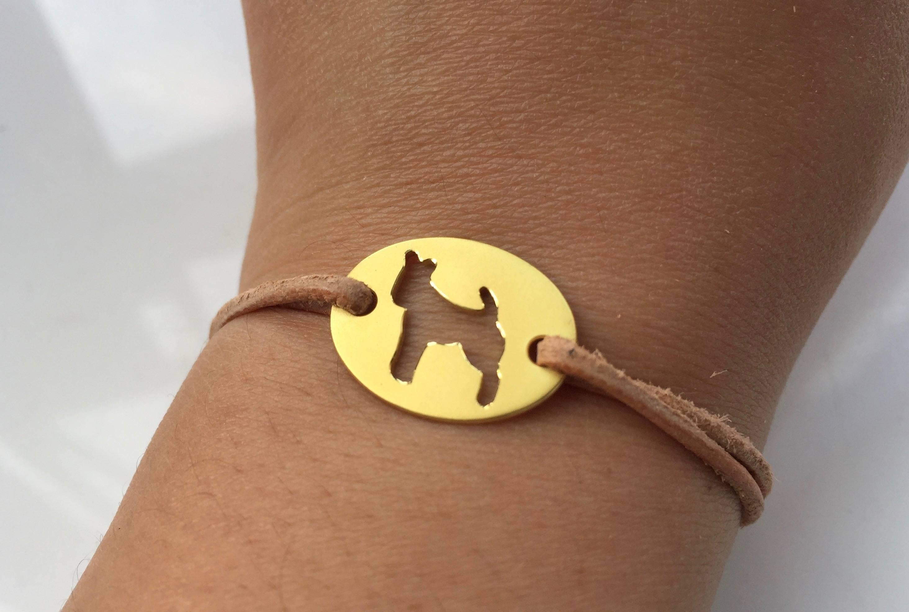 Modern Youmna Fine Jewellery 18 Karat Yellow Gold Year of the Dog Cord Bracelet For Sale