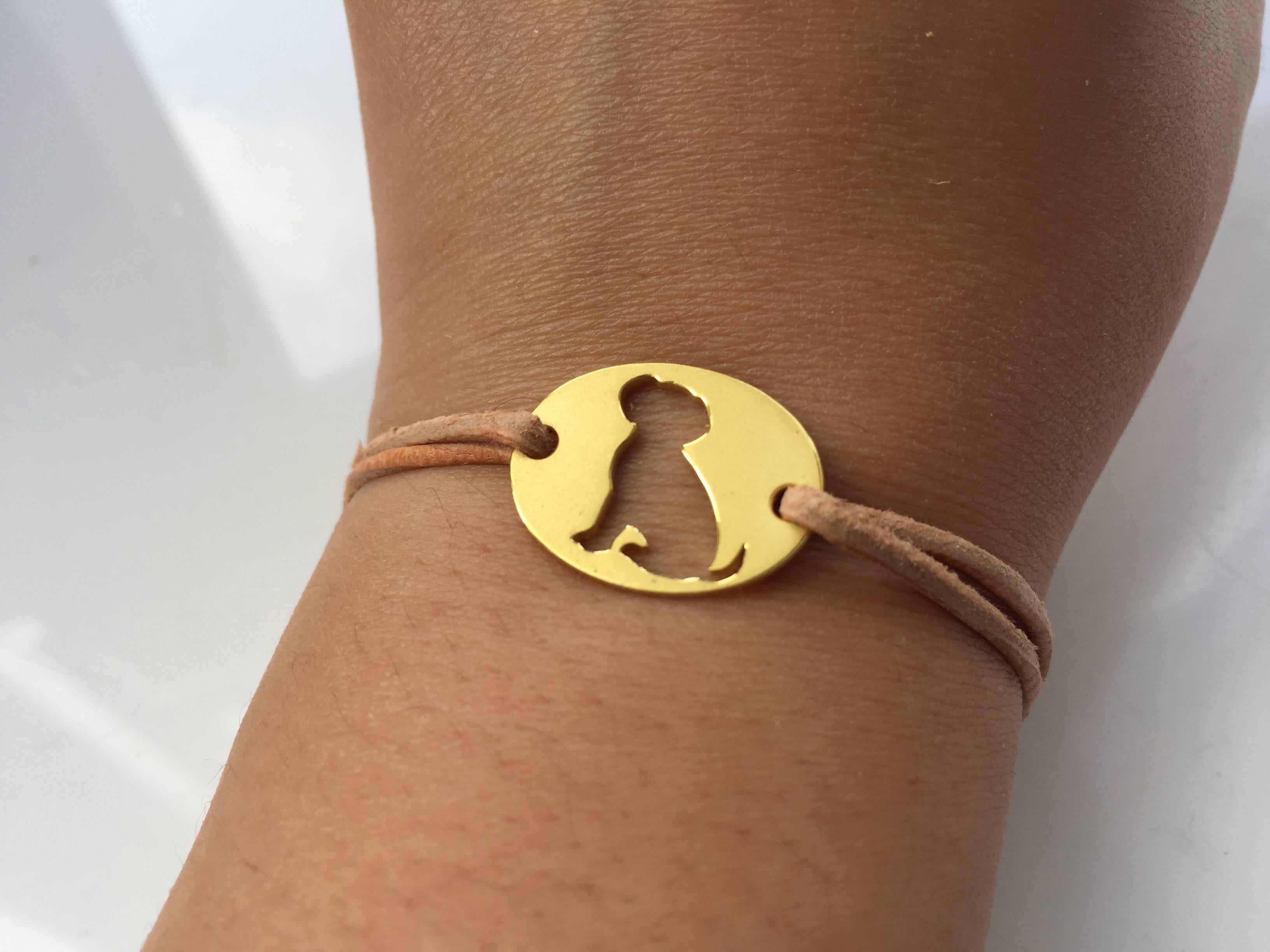 Women's or Men's Youmna Fine Jewellery 18 Karat Yellow Gold Year of the Dog Cord Bracelet For Sale
