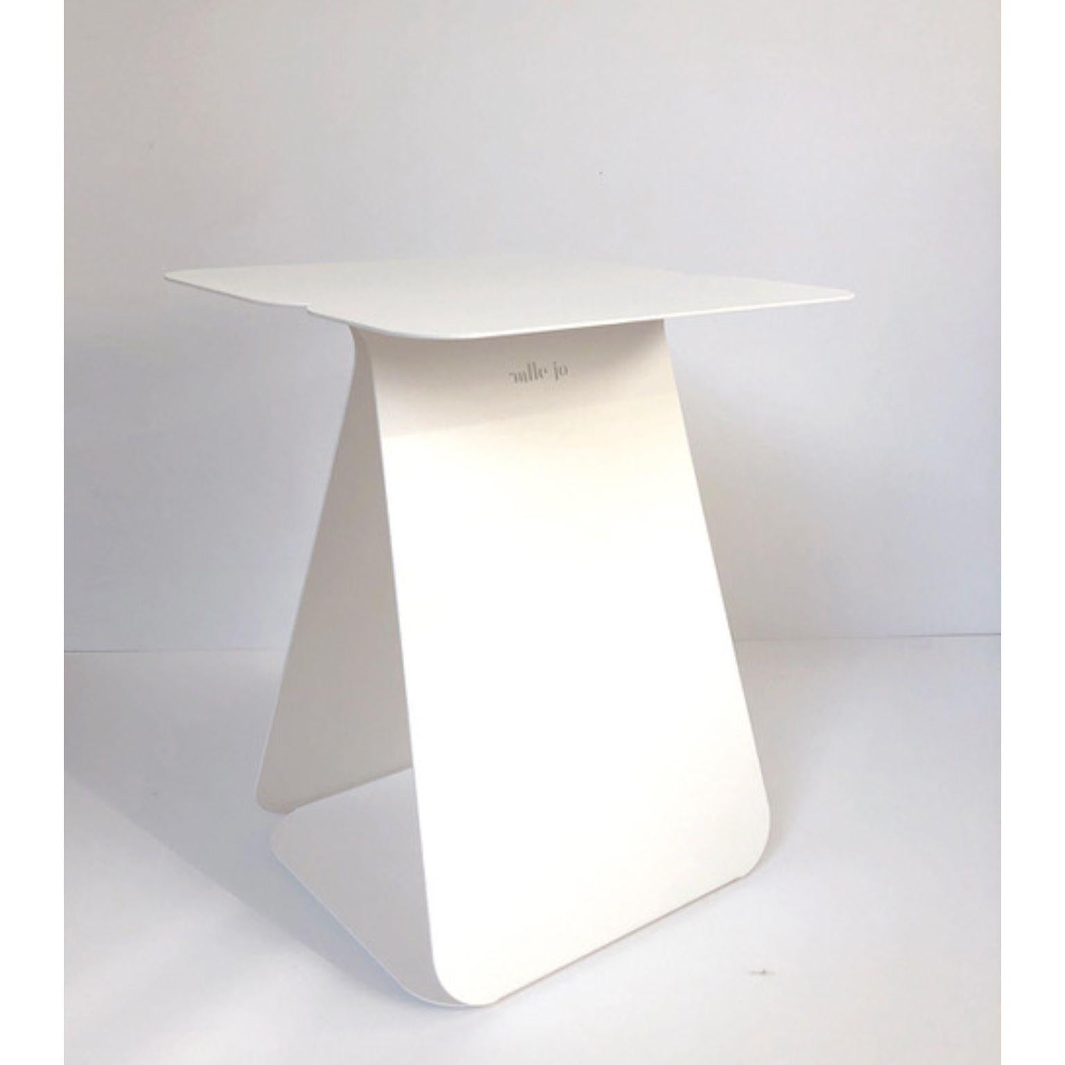 YOUMY Rectangular White Table by Mademoiselle Jo
Dimensions: D 33 x W 34 x H 43 cm.
Materials: Matte white steel.

Also available in different colors and finishes. Round symmetrical or rectangular asymmetrical version. Available in two versions and