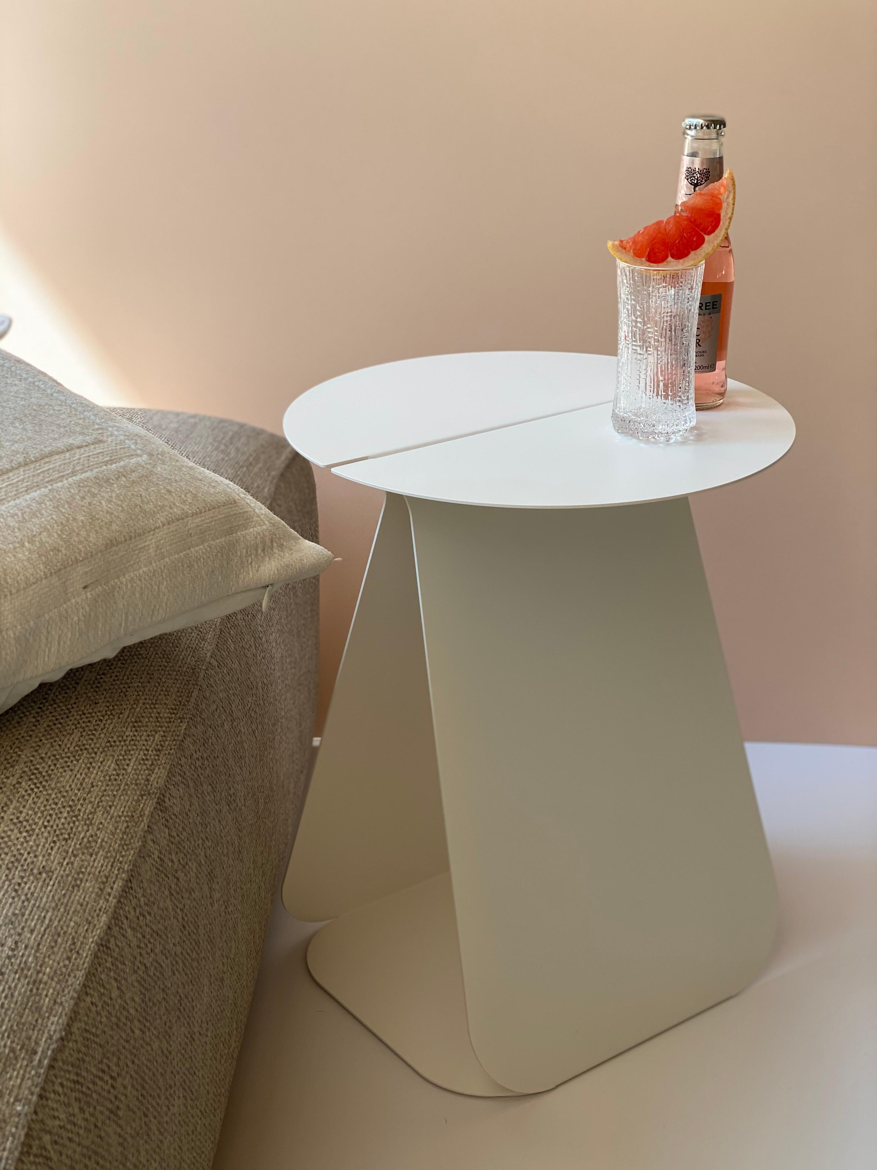 Post-Modern YOUMY Round White Side Table by Mademoiselle Jo For Sale