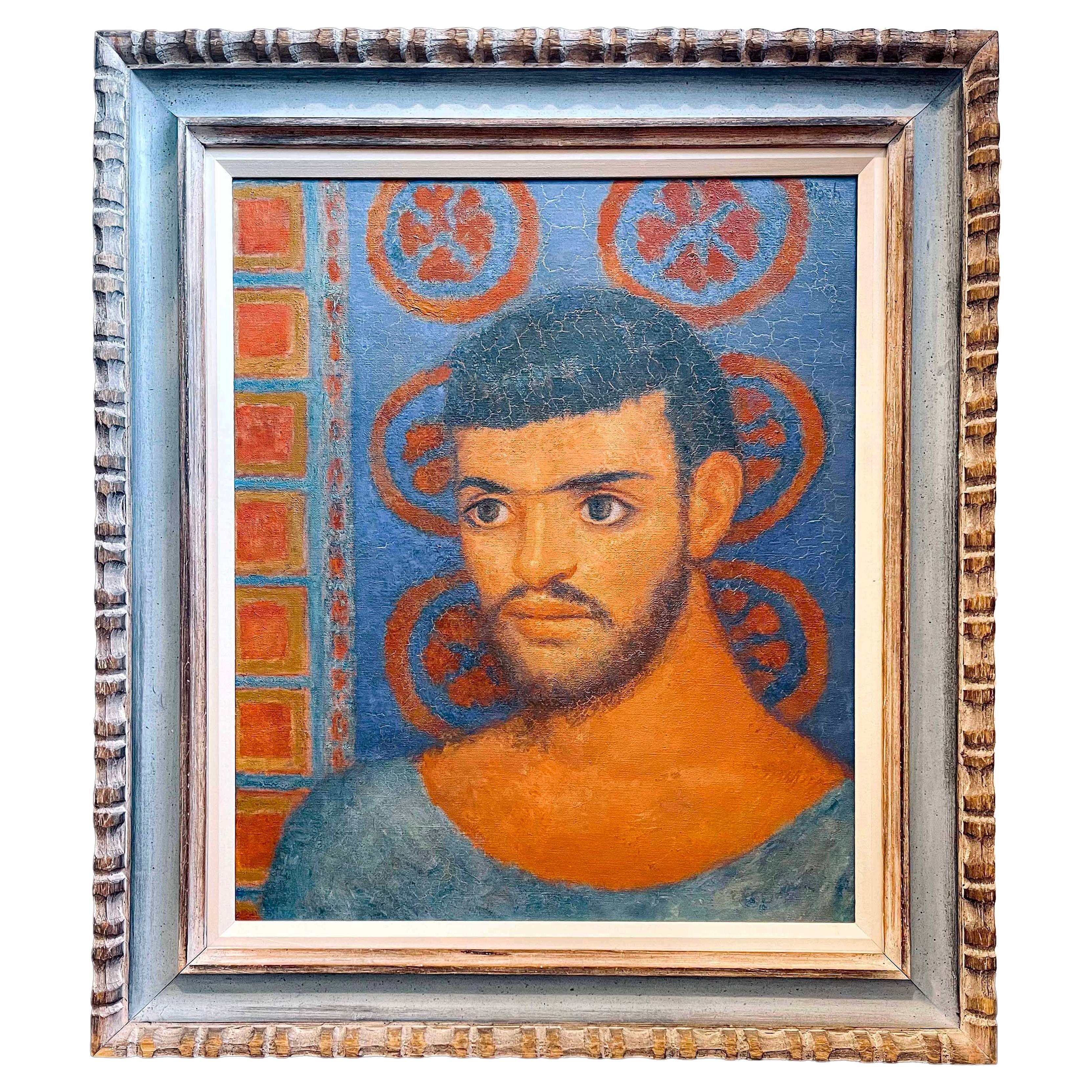 "Young Aegean Islander", Richly-Hued Mid Century Painting of Greek Youth, 1961 For Sale