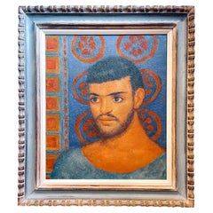 "Young Aegean Islander", Richly-Hued Mid Century Painting of Greek Youth, 1961