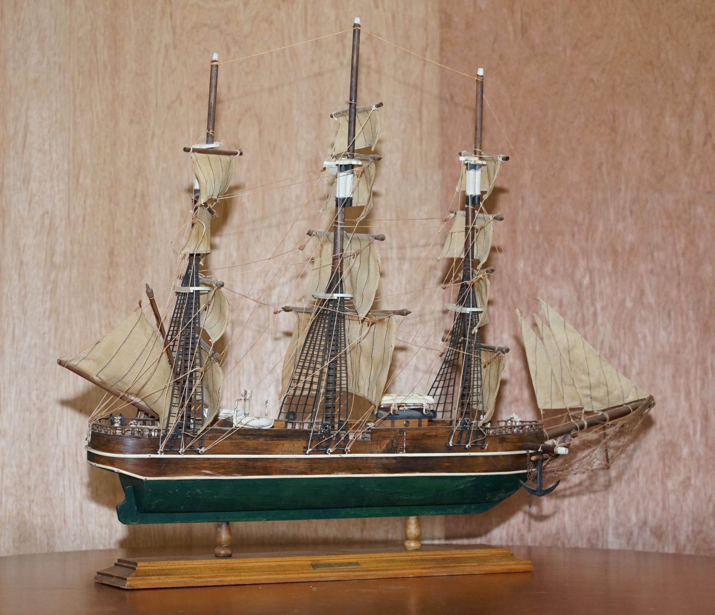 We are delighted to offer for sale this model of the Young America Clipper Ship, 1853.

A good looking highly detailed and well made model of the Young America, its fixed leaning to one side, I'm not sure if that's intended to show the movement of