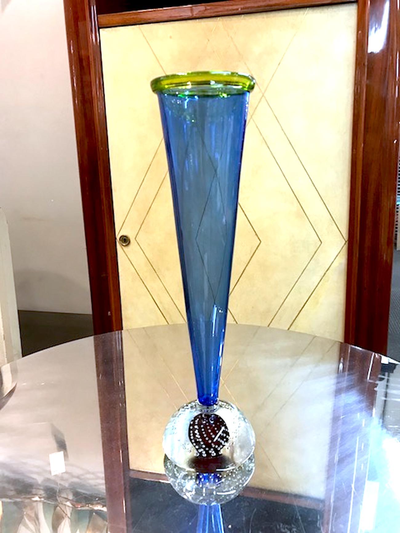 American Young and Constantin 1980s Studio Art Glass Vase