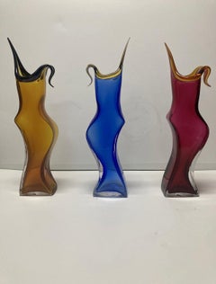 "Kunstglasvasen Rot, Blau und Gelb"