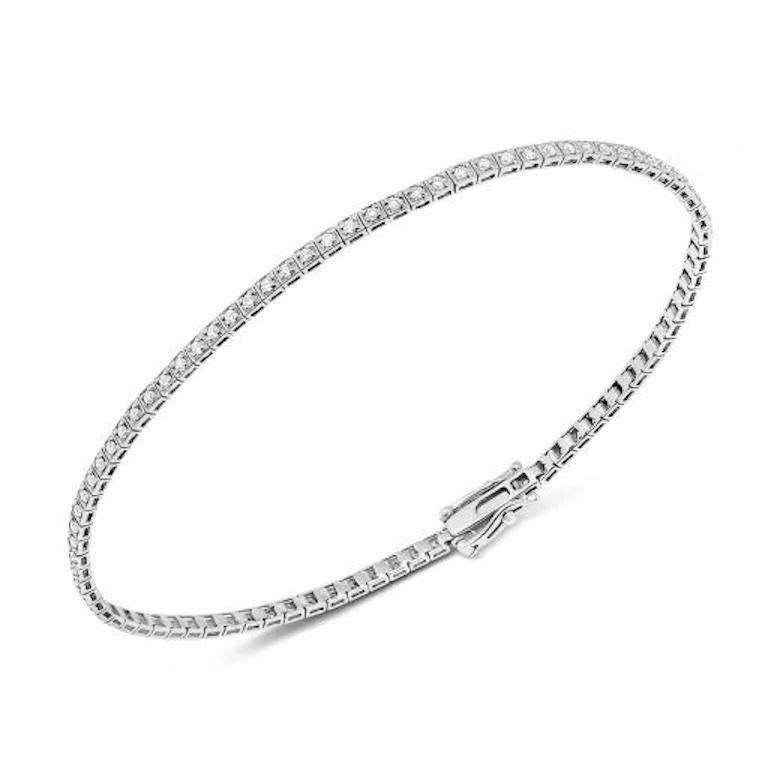 Round Cut Young and Stylish Diamond Tennis Bracelet 14k White Gold For Sale