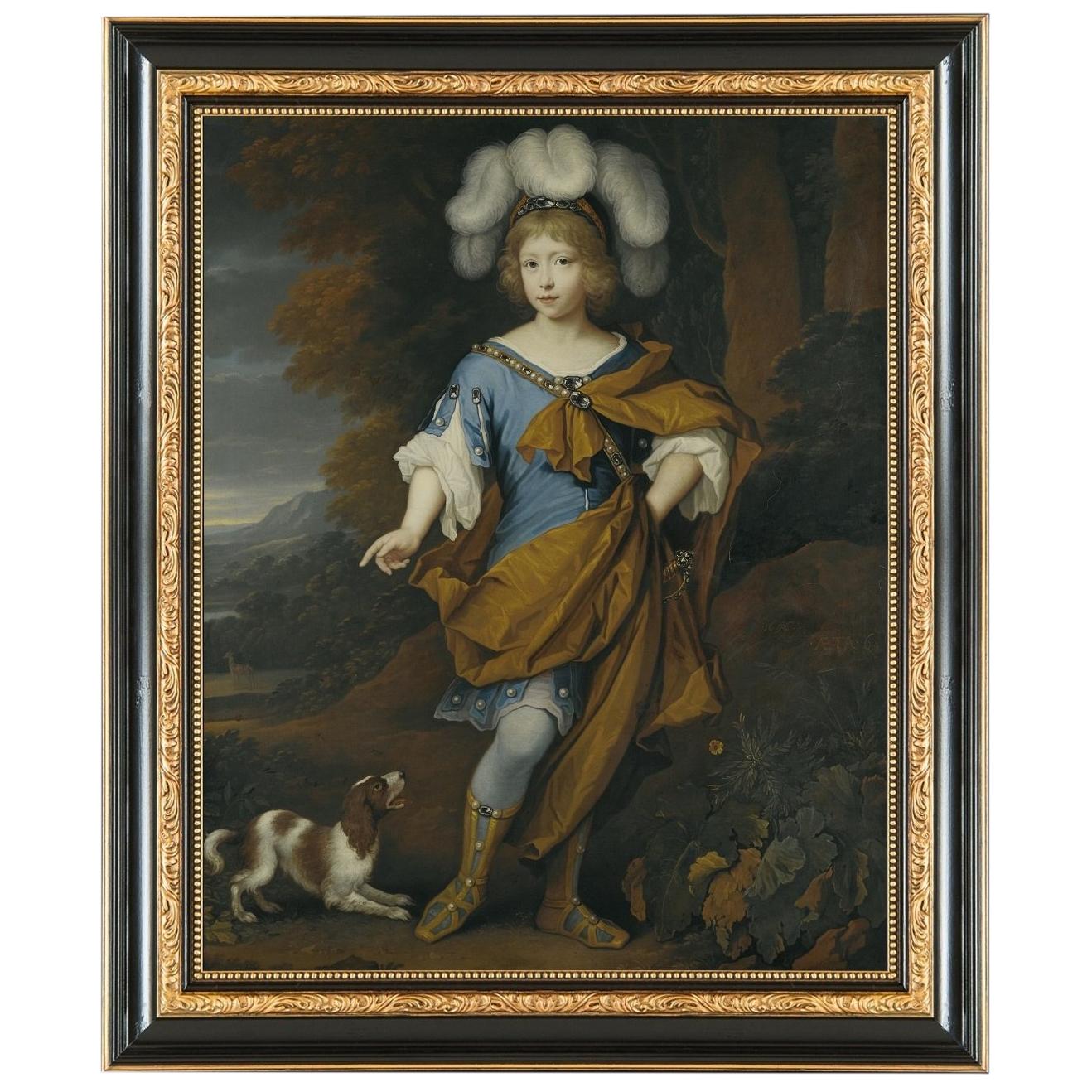 Young Boy in Festive Costume, after Oil Painting by Baroque Revival Artist For Sale