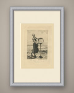 Young Breton Woman Winnowing Buckwheat by the Sea by Laguillermie, 1875