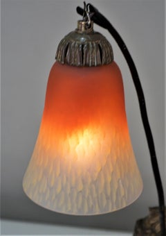 Young Bronze Girl Art Glass Table Lamp