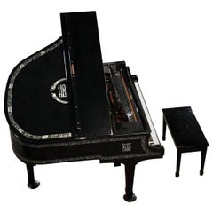Retro Young Chang Baby Grand Piano with Decorative Peacock Mother of Pearl Inlay