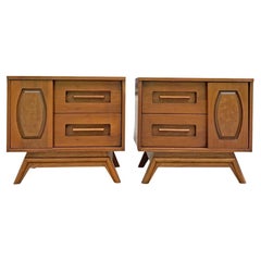 Young & Co Mid Century Modern Nightstands With Drawers for Storage - Set of 2