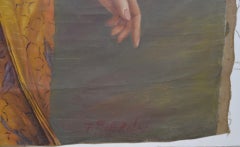 Junge elegante asiatische Frau Öl auf Leinwand, ca. 1940er Jahre