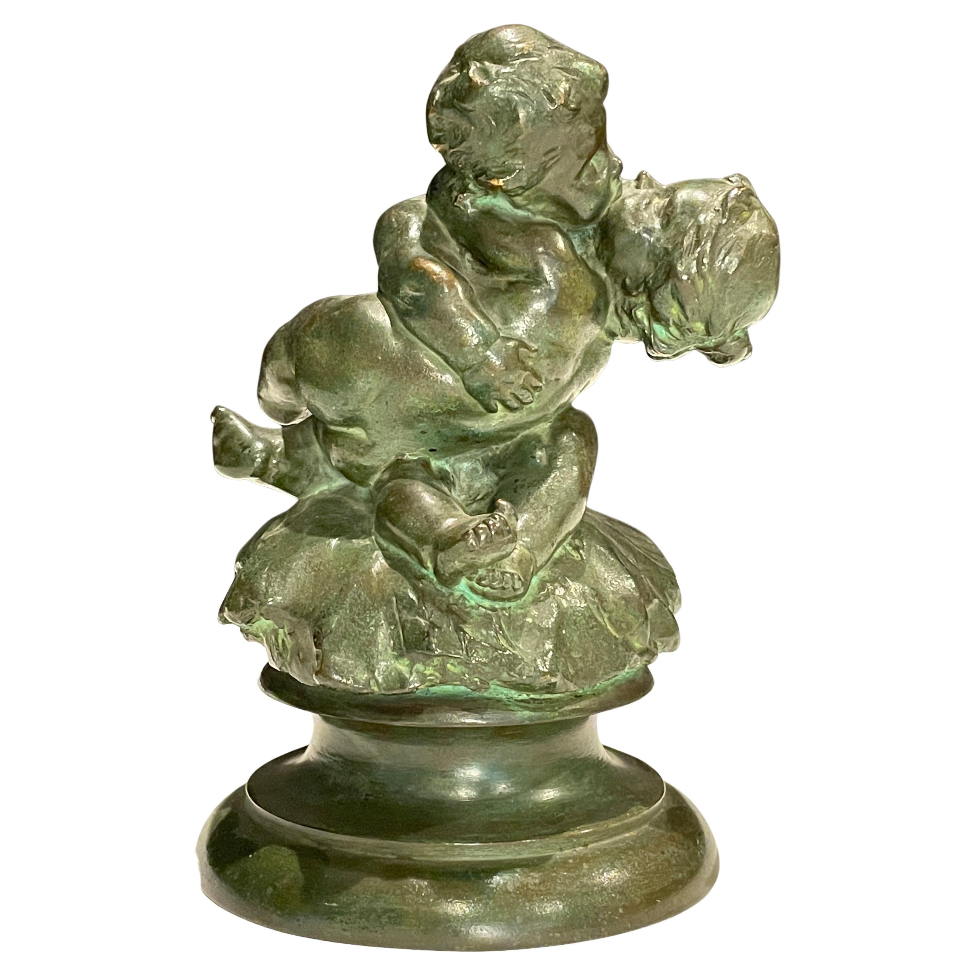 Cherub Embrace Bronze by Ludwig Dasio For Sale