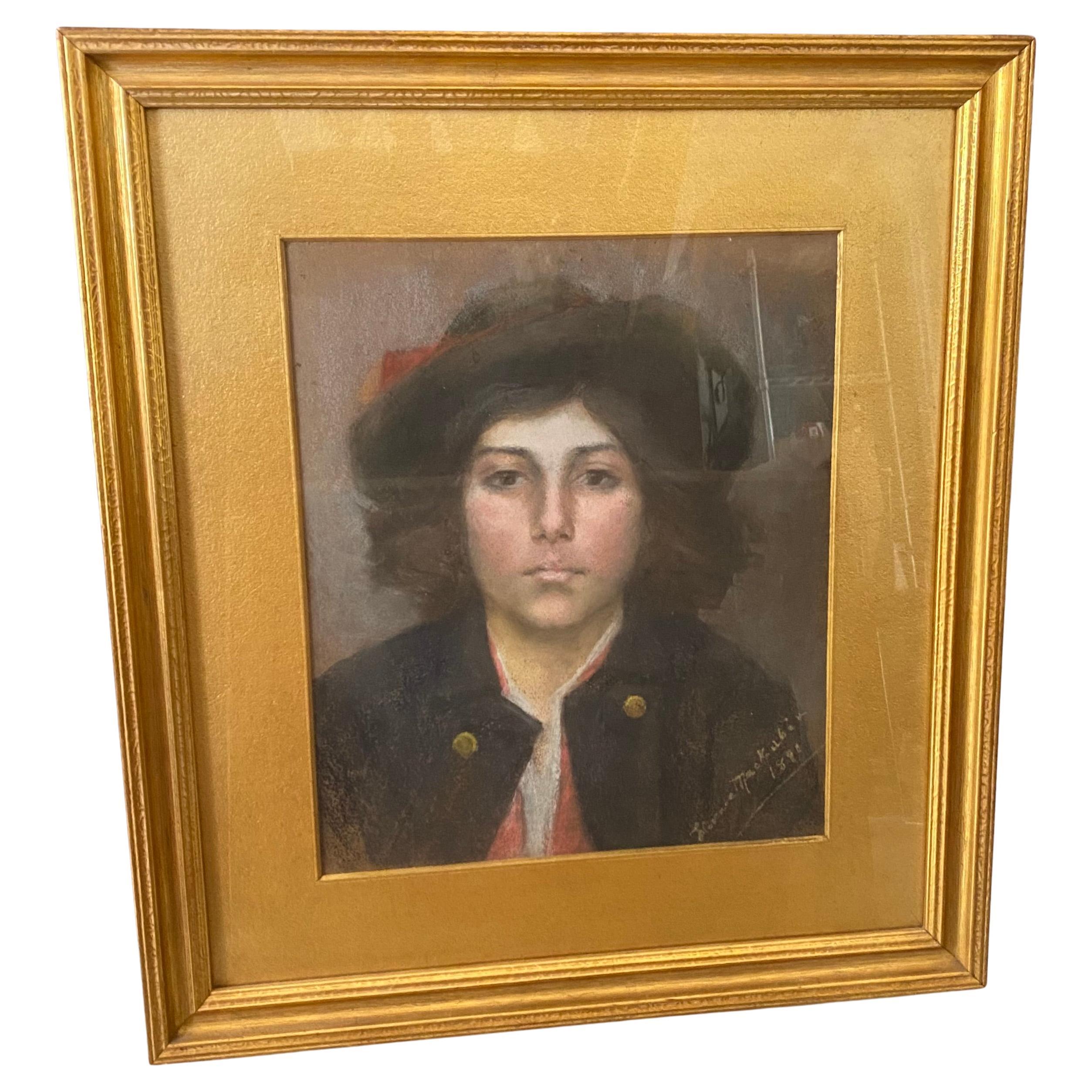 William Henry Chandler Pastel, Cottage in an Autumn Landscape For Sale