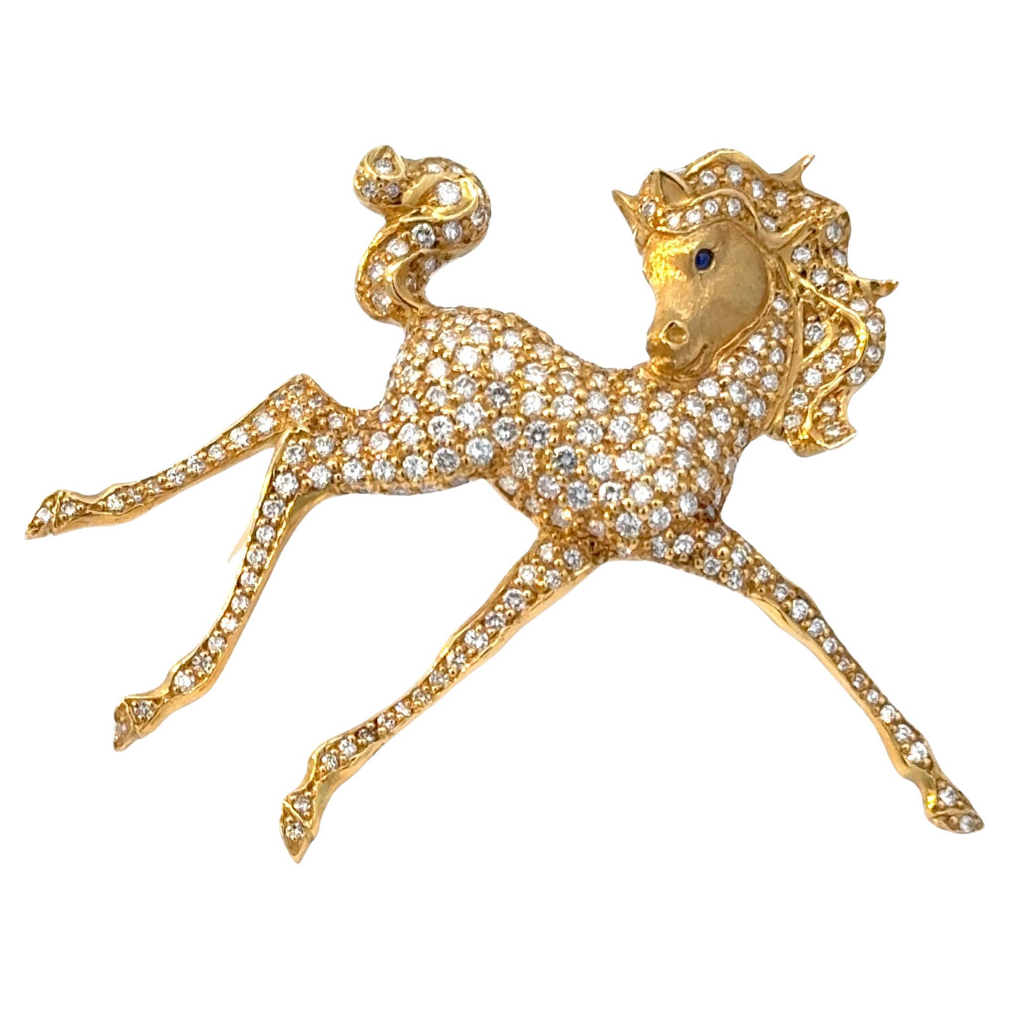 Horse Brosche „Young Foal“ aus 18 Karat Gold und Diamanten