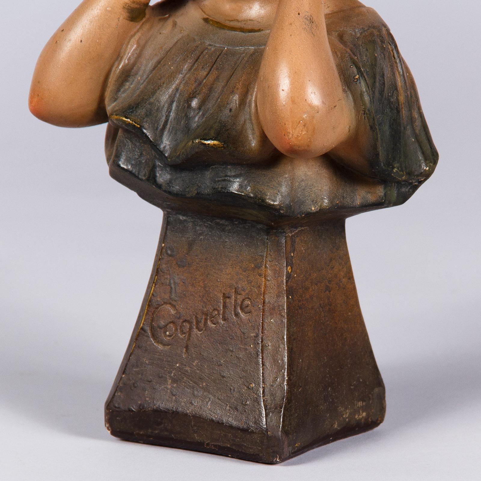 Young Girl Bust Sculpture Signed C.F. Paris, France, 1920s 1