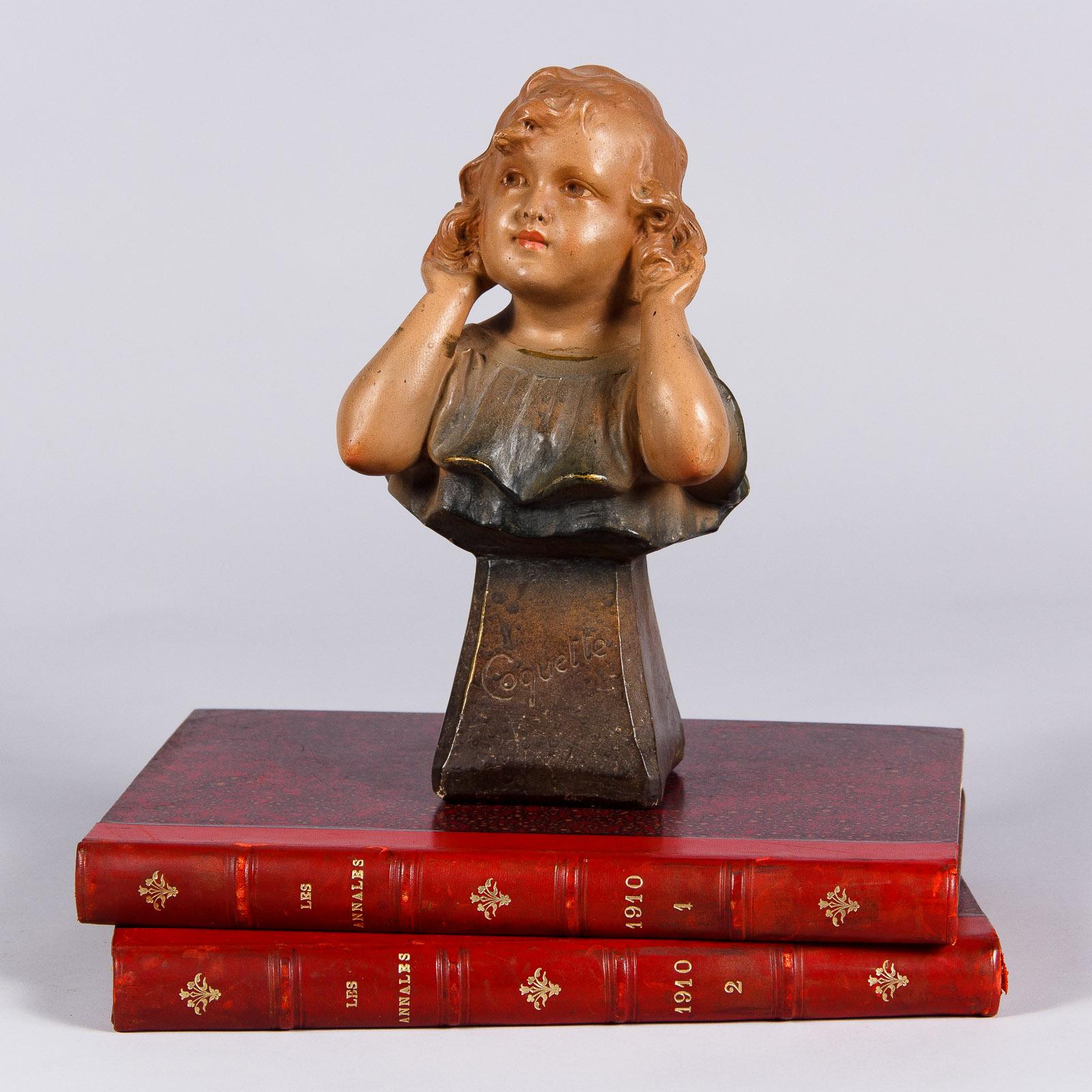 Young Girl Bust Sculpture Signed C.F. Paris, France, 1920s 4