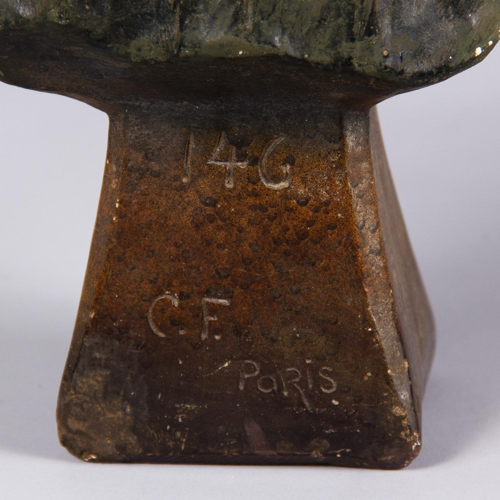 Junges Mädchen Büste Skulptur Signiert C.F. Paris:: Frankreich:: 1920er Jahre 8