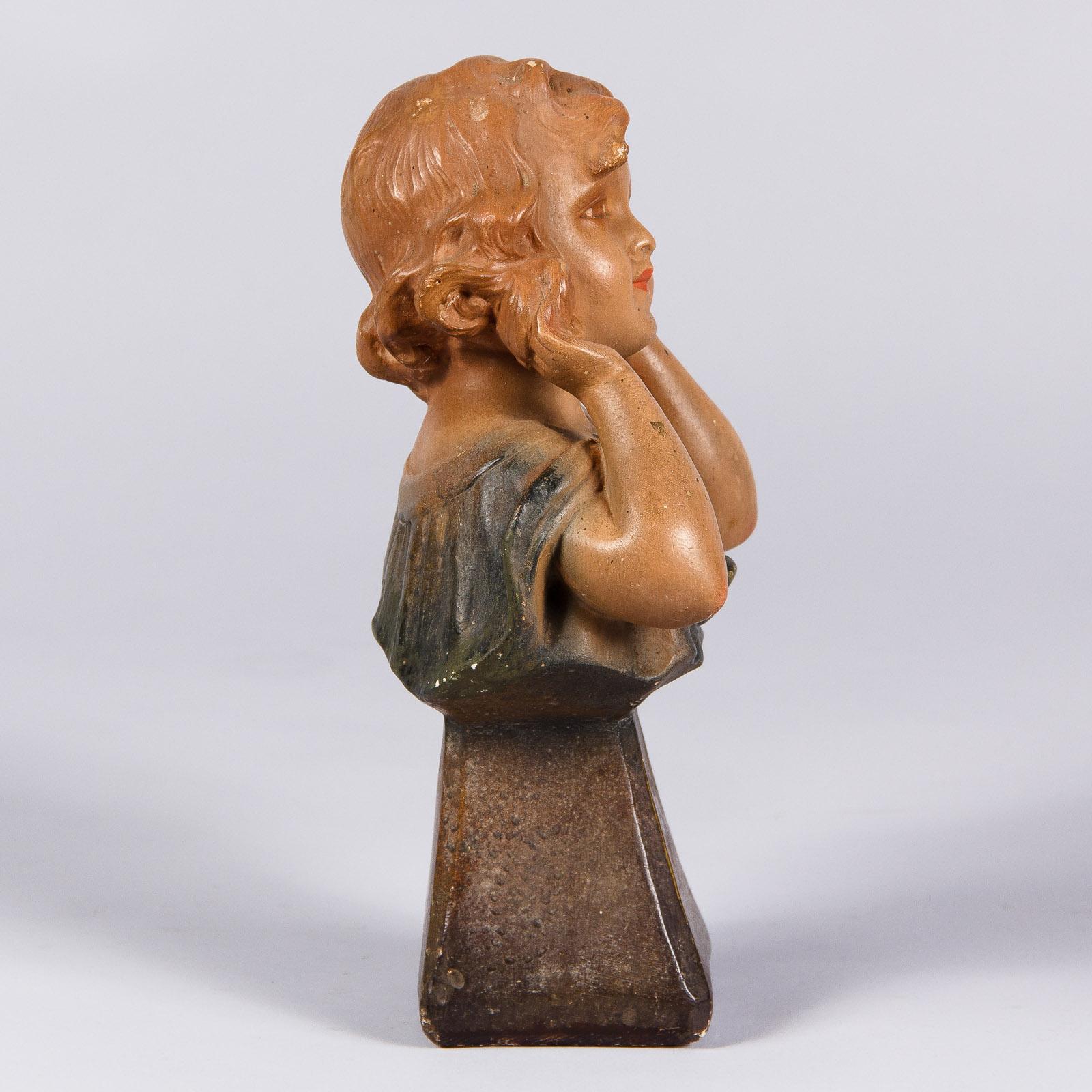 Junges Mädchen Büste Skulptur Signiert C.F. Paris:: Frankreich:: 1920er Jahre (Französisch)