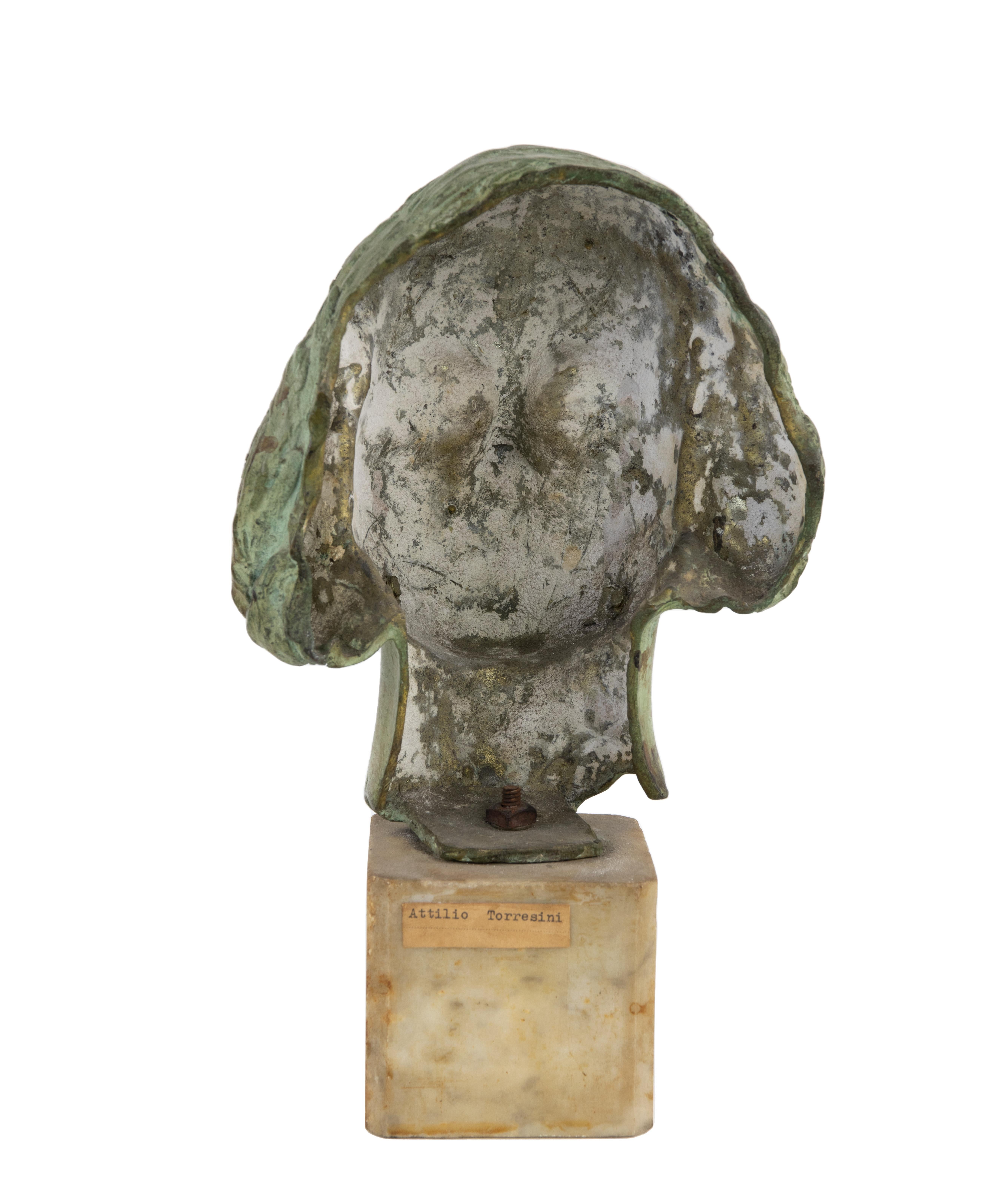 Italian Young Girl Bust Statue by Attilio Torresini, Italy, 1930s For Sale