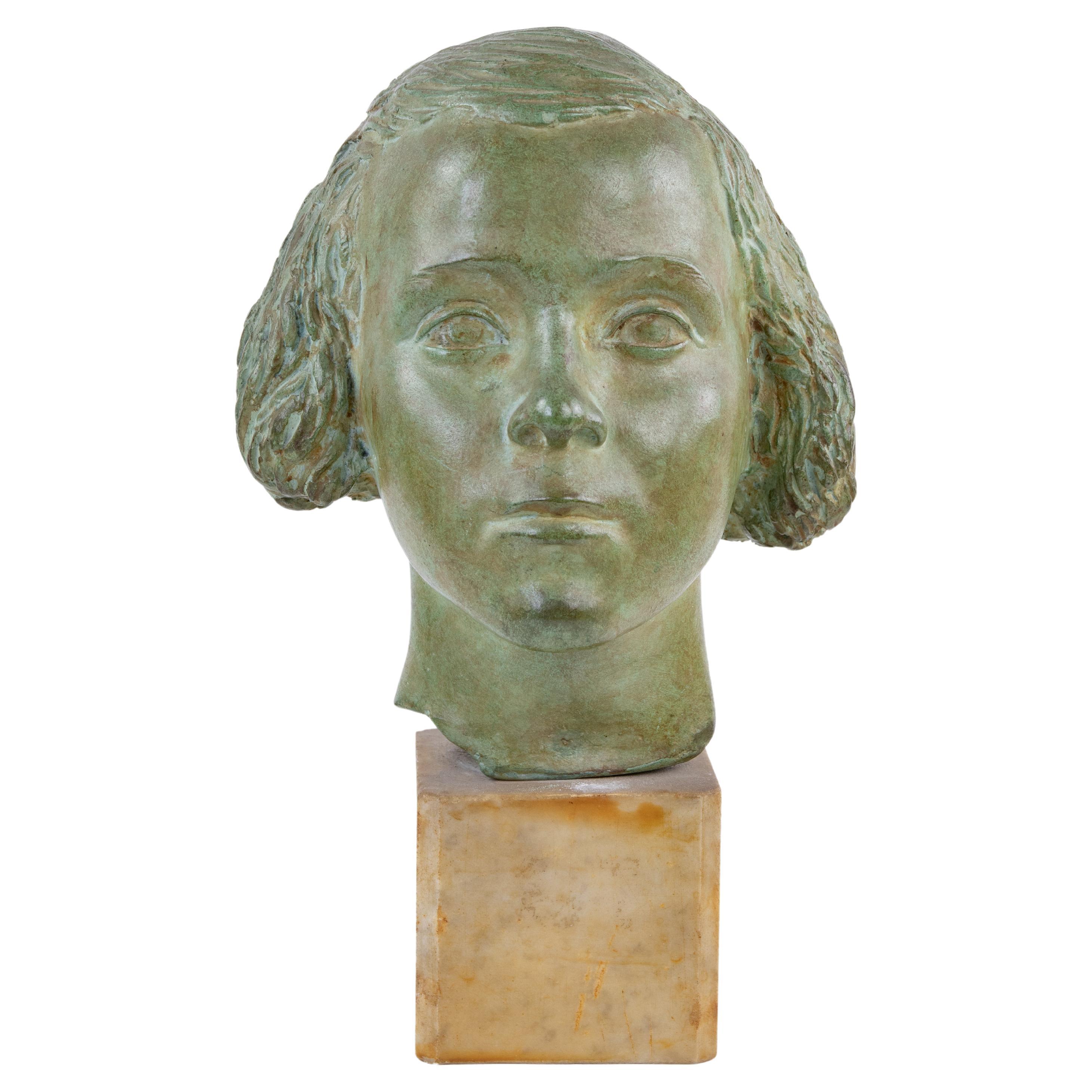 Young Girl Bust Statue by Attilio Torresini, Italy, 1930s For Sale