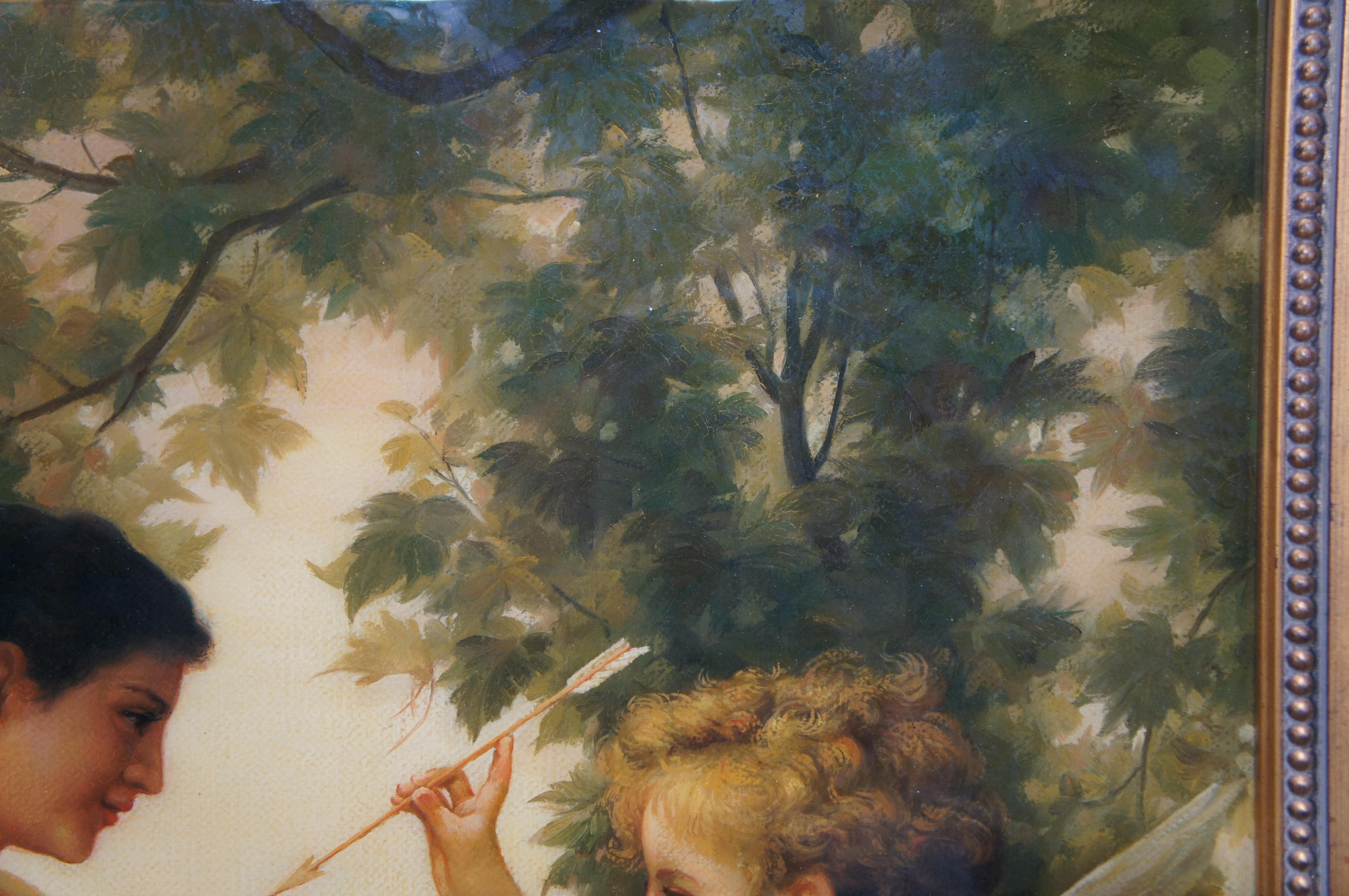 Young Girl Defending Herself Against Eros Painting After William Bouguereau 39