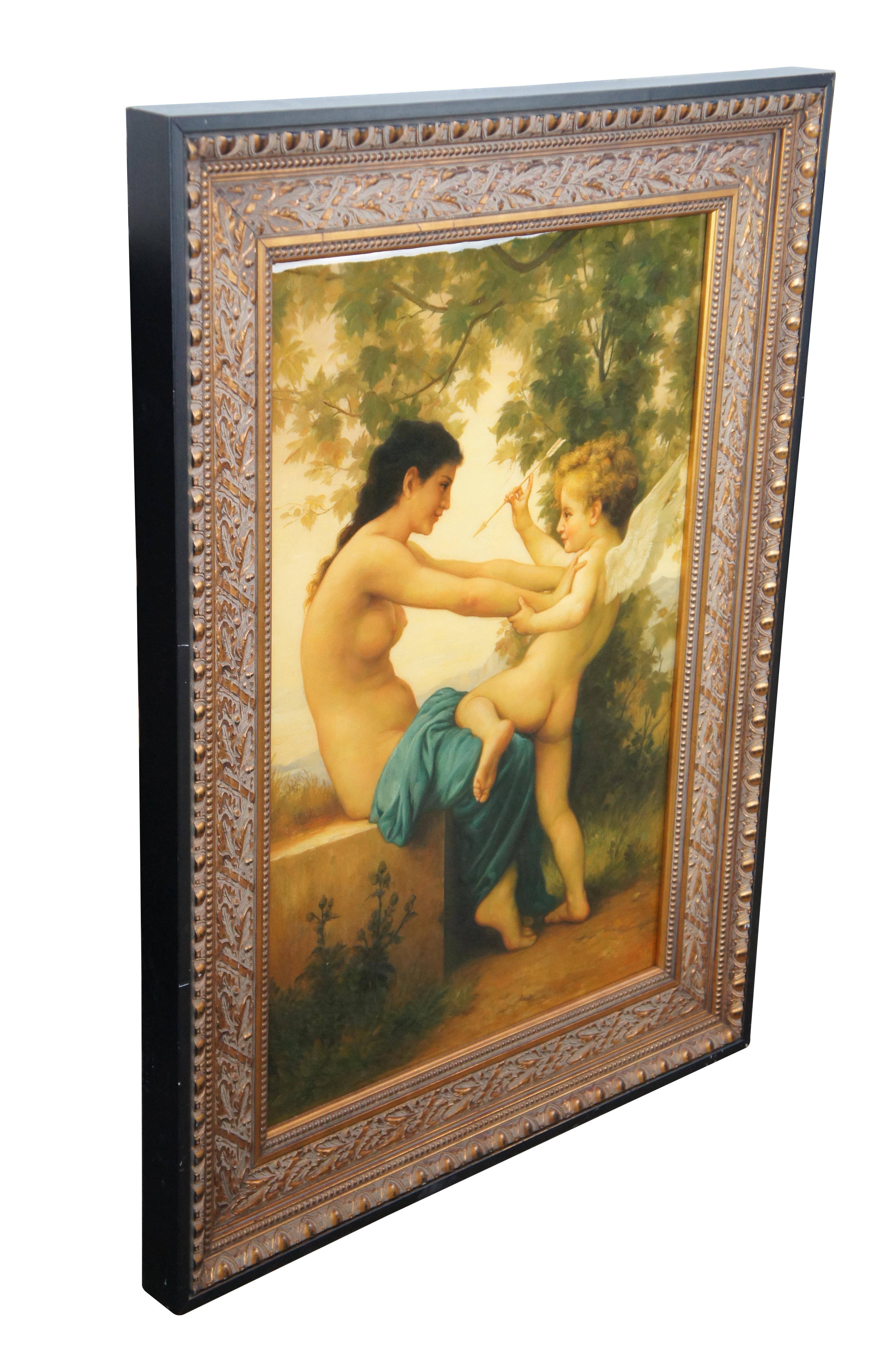 Young Girl Defending Herself Against Eros Painting After William Bouguereau 39