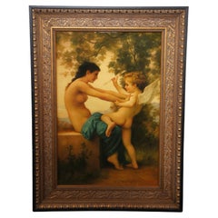 Young Girl Defending Herself Against Eros Painting After William Bouguereau 39"