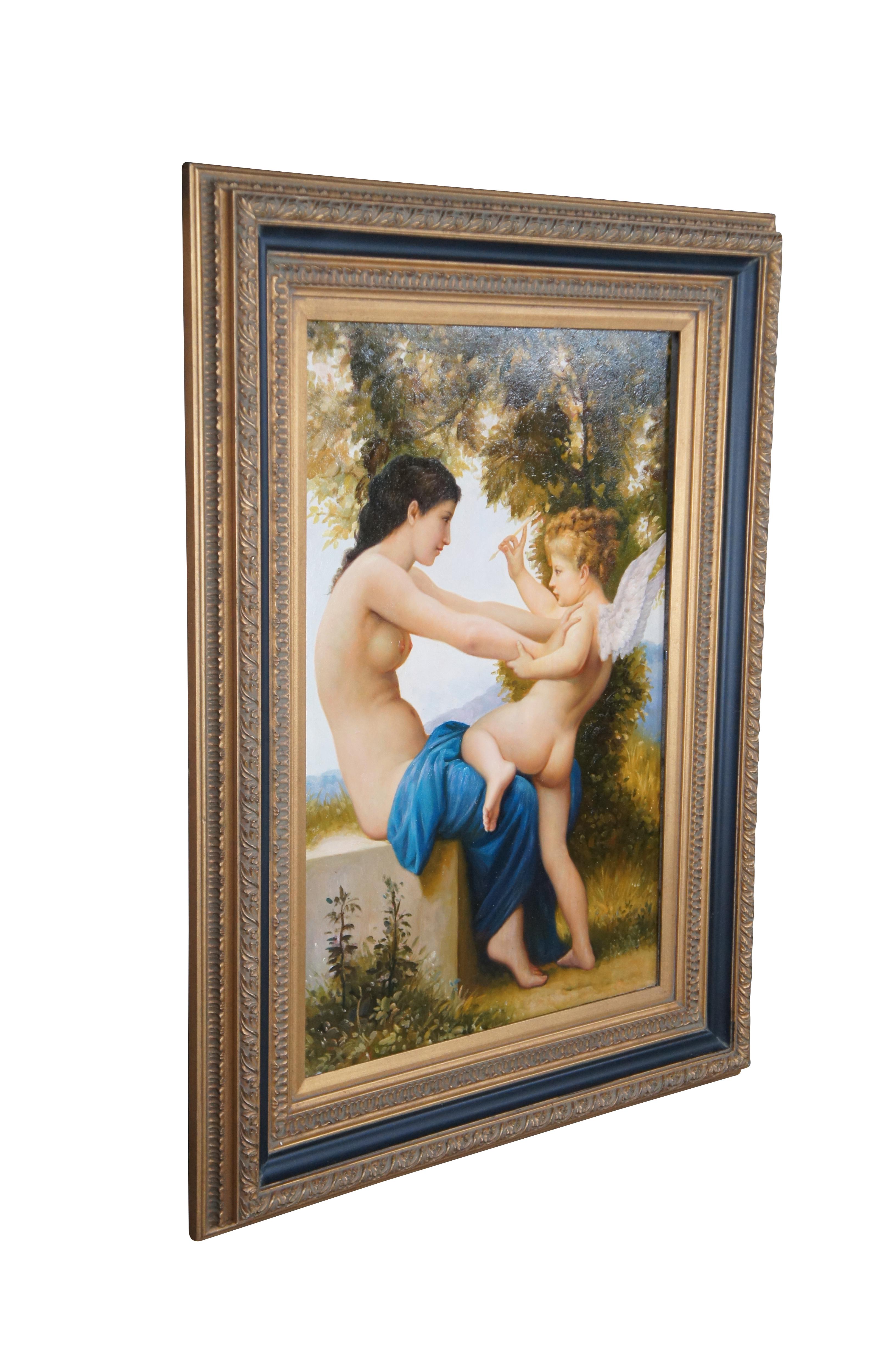 Young Girl Defending Herself Against Eros Painting After William Bouguereau 48