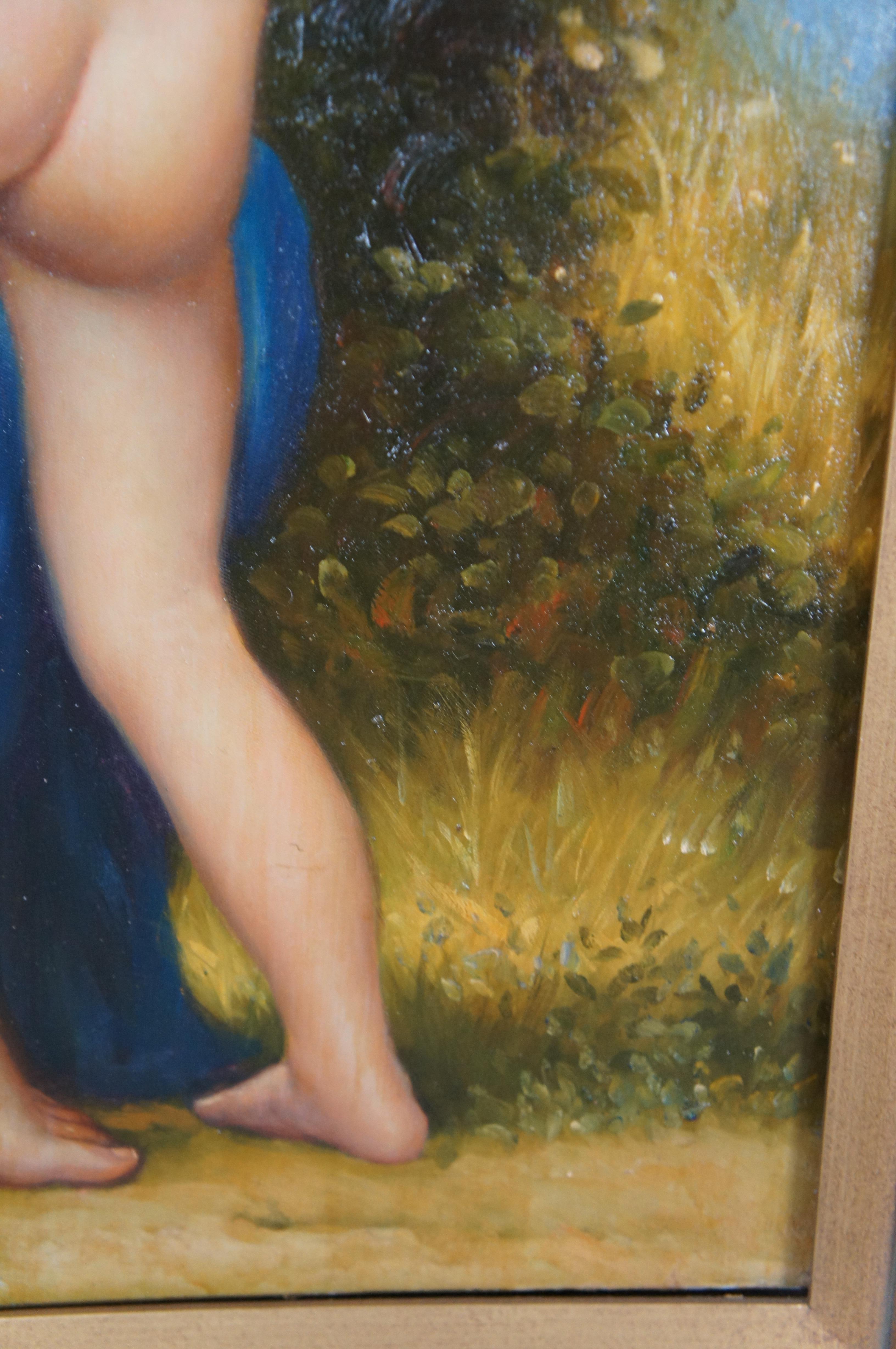 Young Girl Defending Herself Against Eros Painting After William Bouguereau 48