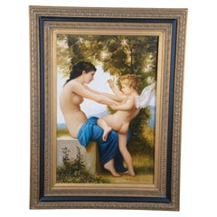 Young Girl Defending Herself Against Eros Painting After William Bouguereau 48"