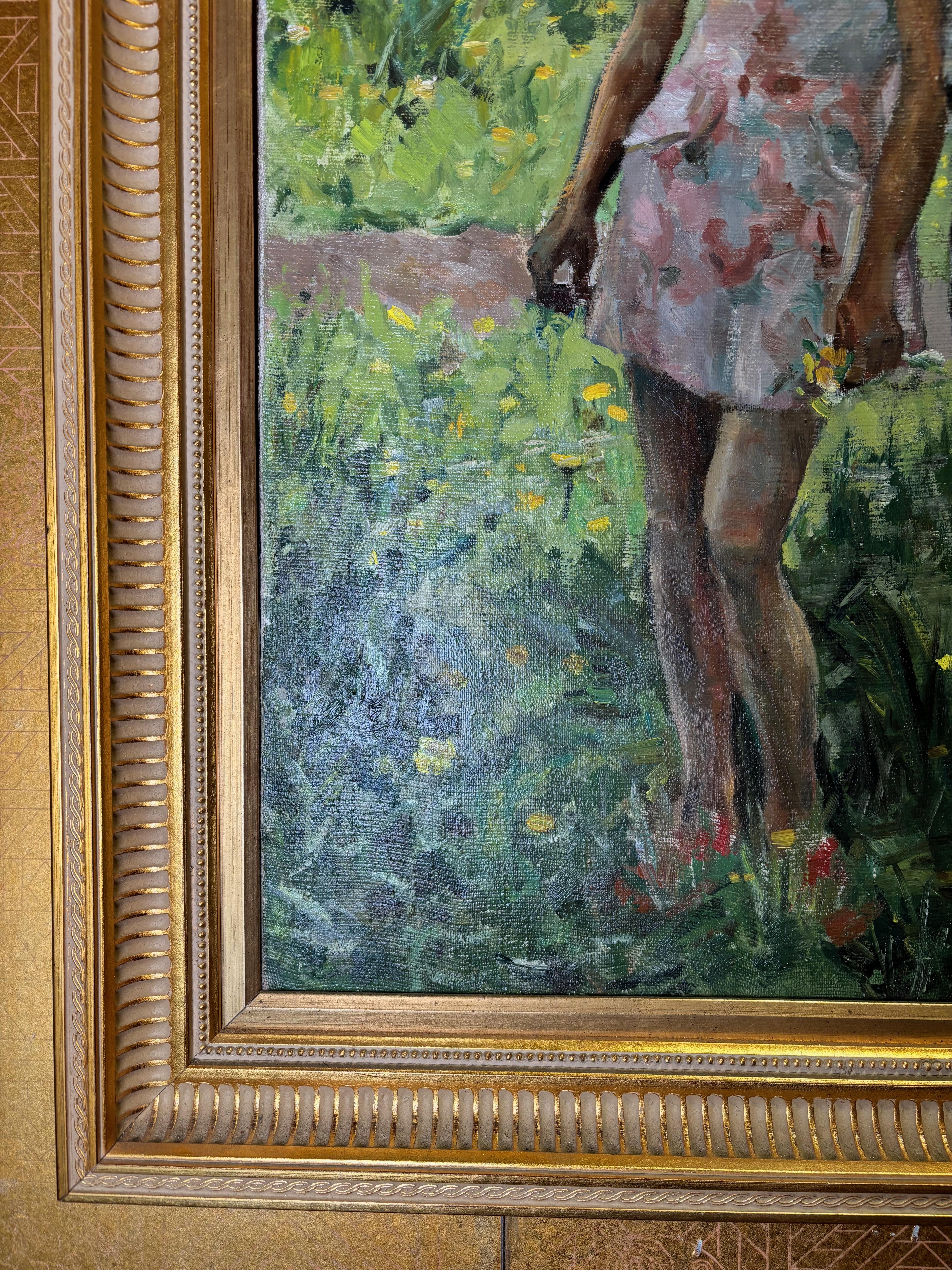 Junges Mädchen Öl auf Leinwand Gemälde im Zustand „Hervorragend“ im Angebot in Los Angeles, CA