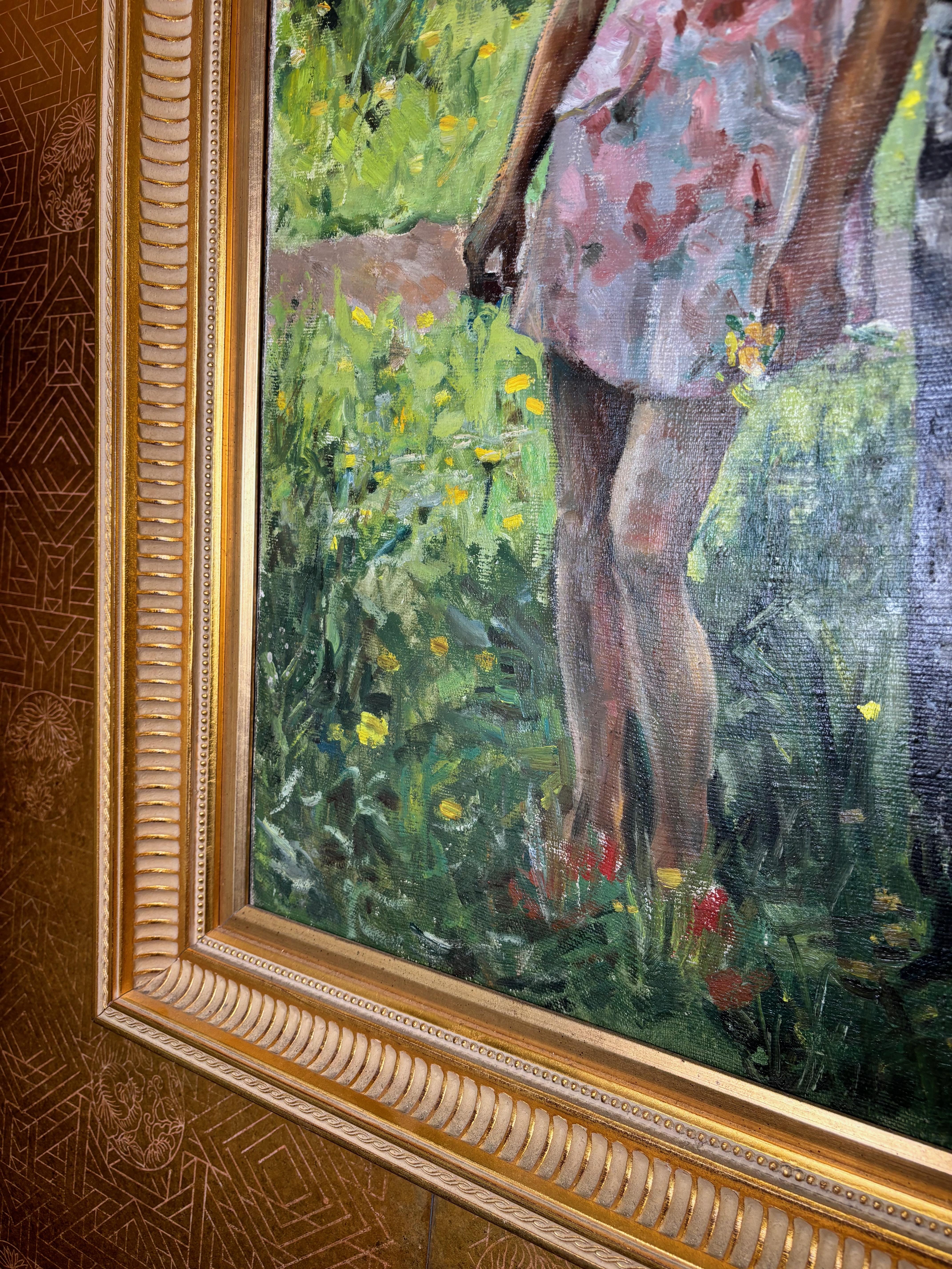 Junges Mädchen Öl auf Leinwand Gemälde im Angebot 3