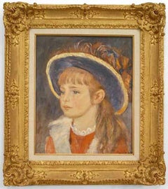 Young Girl Portrait, Hand-Painted Victorian Style, Late 20th Century