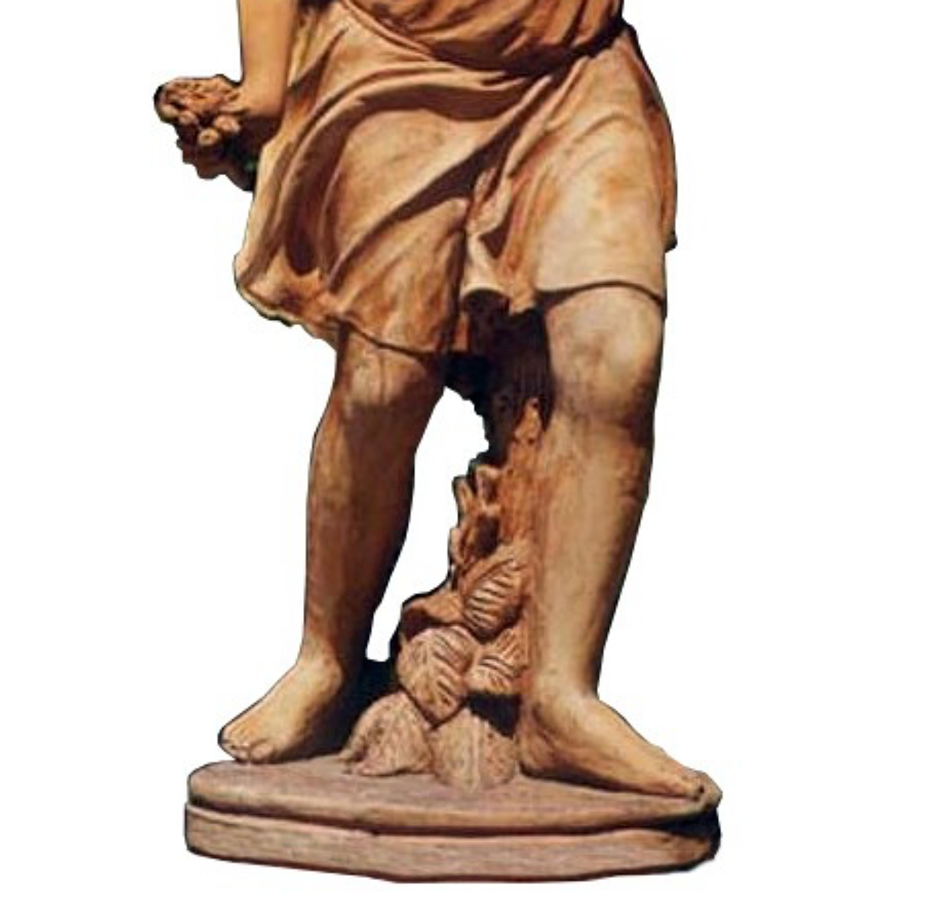 YOUNG GIRL WITH FLOWERS IN TUSCAN TERRACOTTA H: 115 cm 21. Jahrhundert (Moderne) im Angebot
