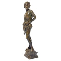 Young Goatherder Bronze Sculpture by Oscar Gladenbeck, Circa 1900