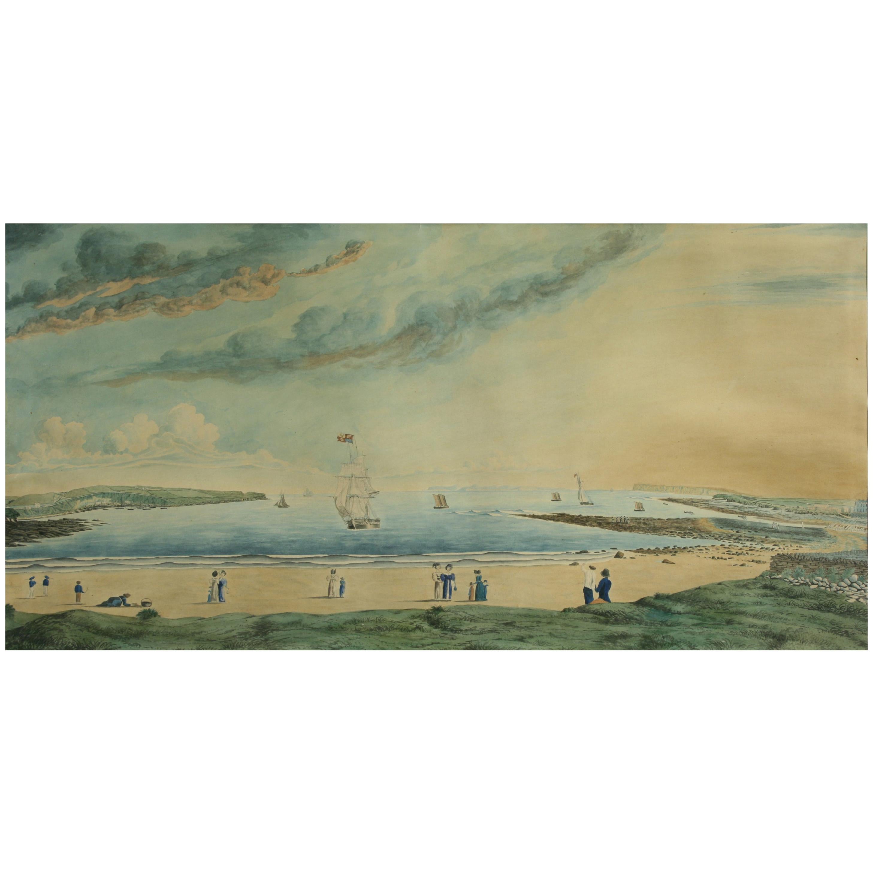 Young Golfers, Thurso Bay Watercolor Painting