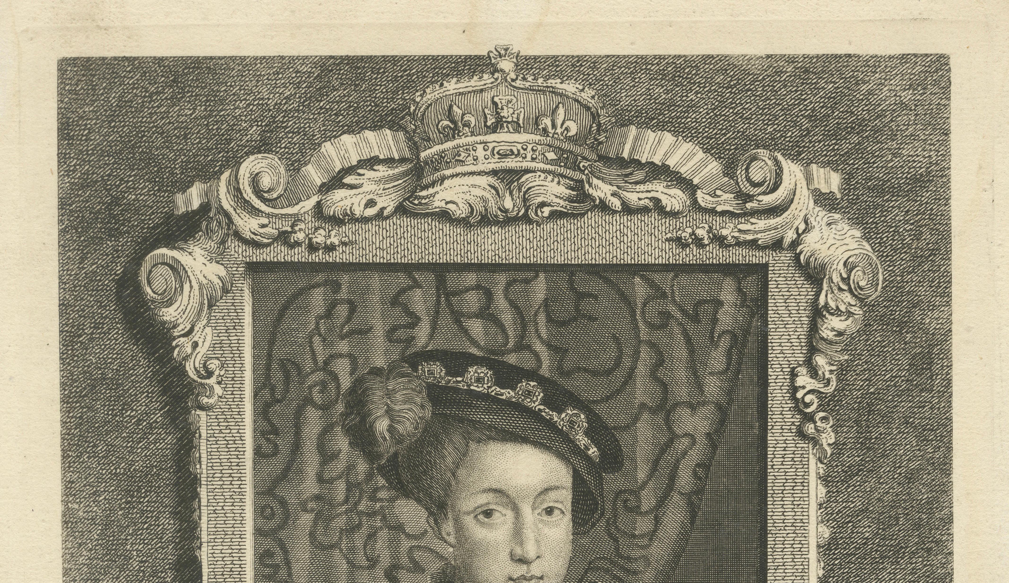 Young King Edward VI Portrait Engraving, Tudor Royal, Holbein, c.1740