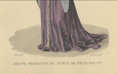 Young Lady of the Time of Francis I – Handcoloured Engraving, ca. 1900