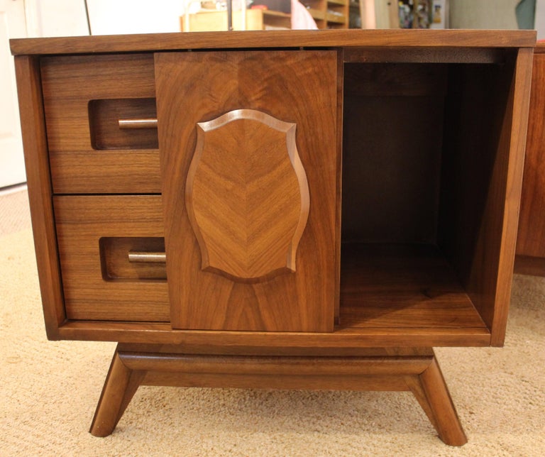 Young Manufacturing Co. Parqueted Sliding Door Nightstands at 1stDibs