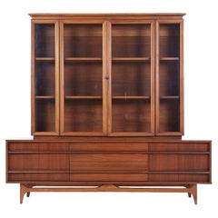 Young Manufacturing Curved Walnut Buffet and Hutch