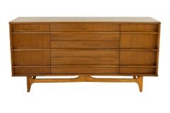 Young Manufacturing Mid Century Curved Front Walnut Sideboard Credenza