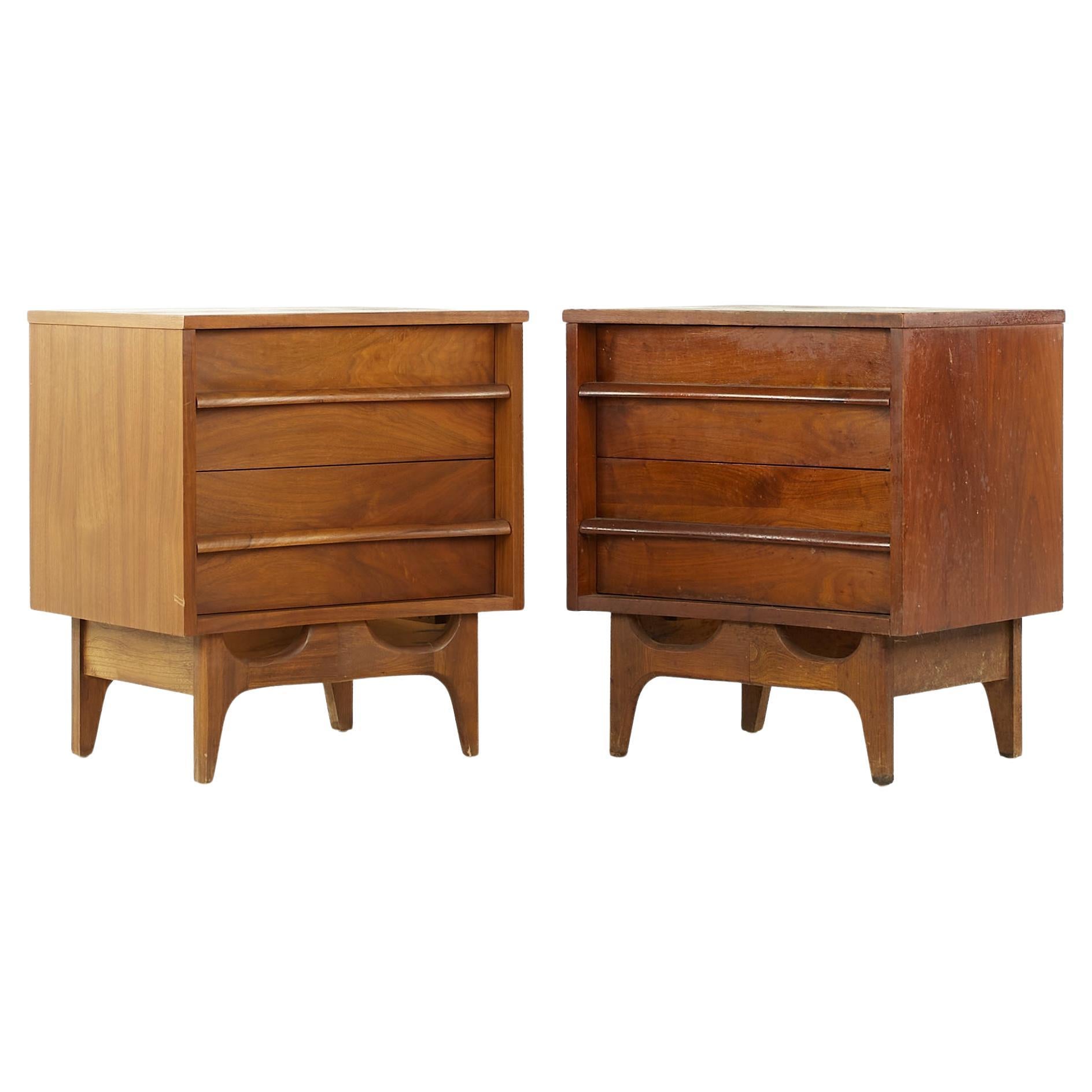 MidCentury Curved Front Nightstands at 1stDibs