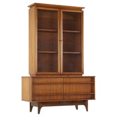 Used Young Manufacturing Mid Century Curved Walnut Buffet and Hutch