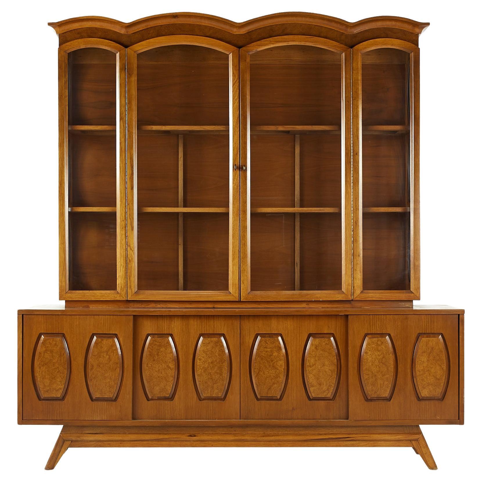 Midcentury Teak Buffet with Glass Front Hutch at 1stDibs teak buffet