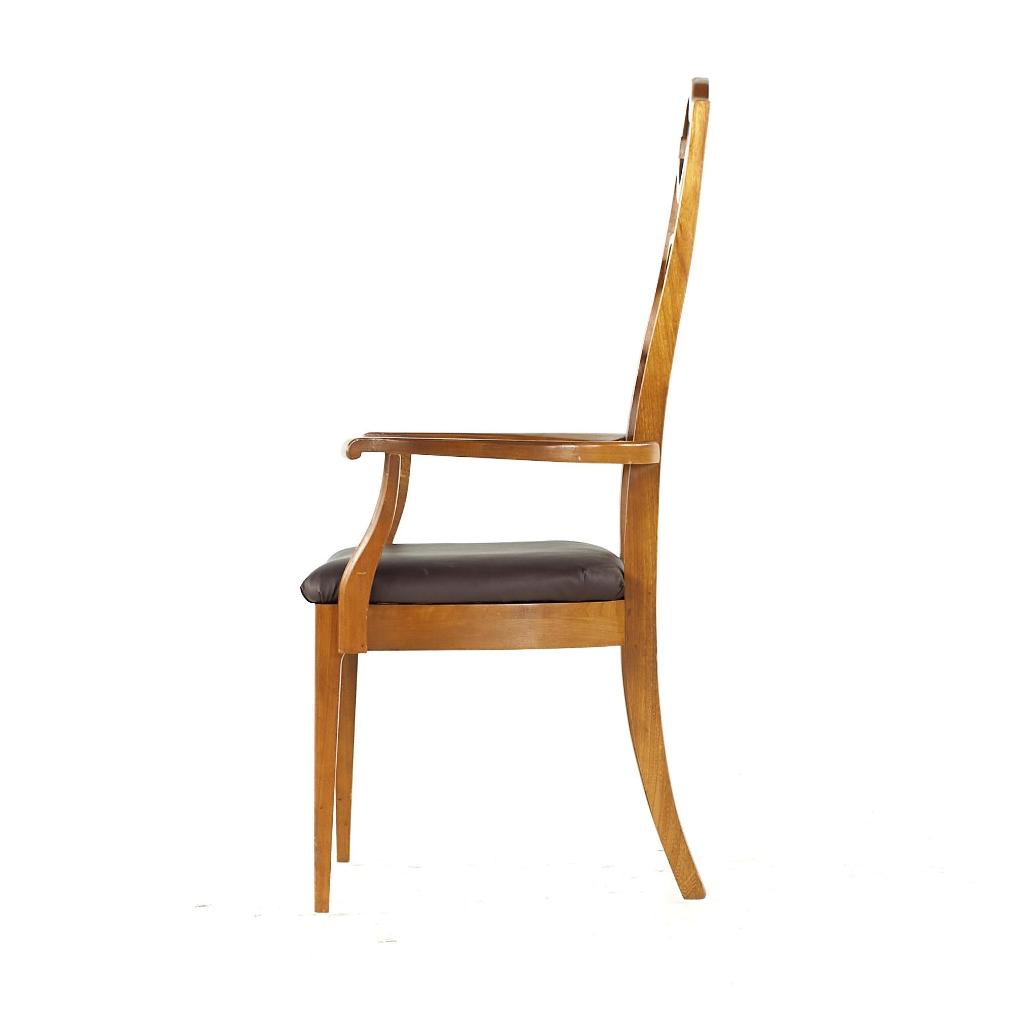 Young Manufacturing Midcentury Walnut and Burlwood Dining Chairs, Set of 6 For Sale 8